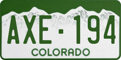 CO license plate AXE194