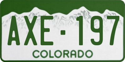 CO license plate AXE197