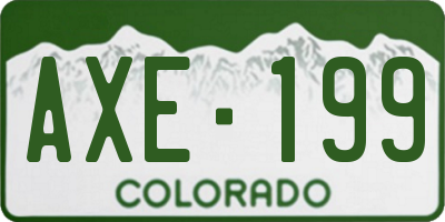 CO license plate AXE199