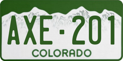 CO license plate AXE201