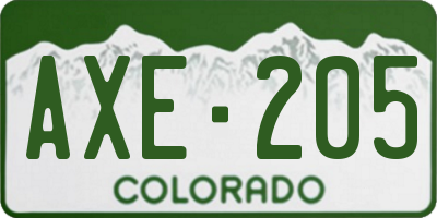 CO license plate AXE205