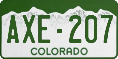 CO license plate AXE207