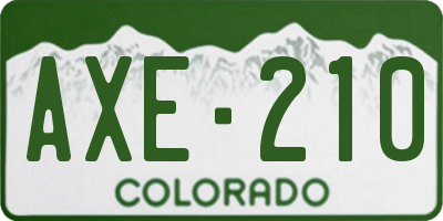 CO license plate AXE210