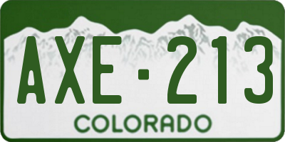 CO license plate AXE213