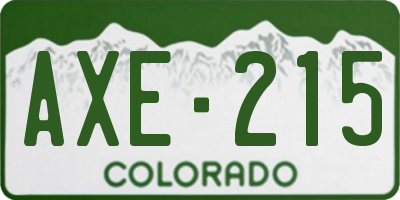 CO license plate AXE215