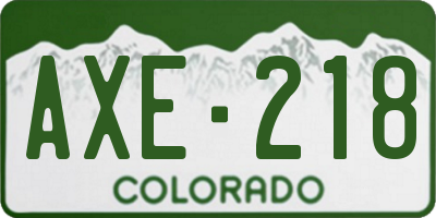 CO license plate AXE218