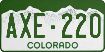 CO license plate AXE220