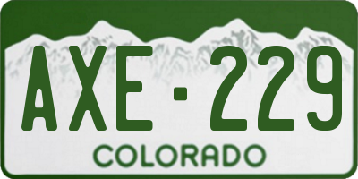 CO license plate AXE229