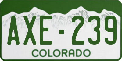 CO license plate AXE239