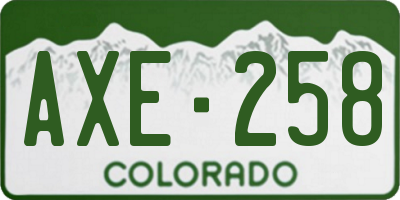 CO license plate AXE258