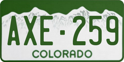 CO license plate AXE259