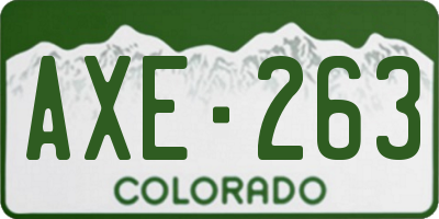 CO license plate AXE263