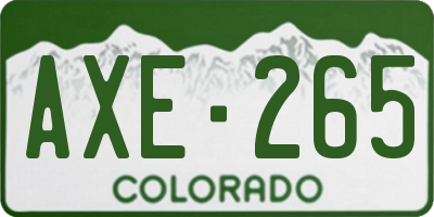 CO license plate AXE265