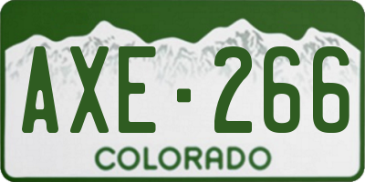 CO license plate AXE266