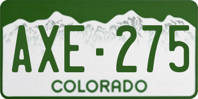 CO license plate AXE275