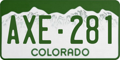 CO license plate AXE281