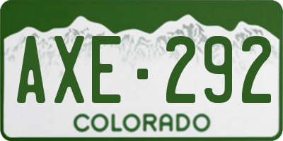 CO license plate AXE292