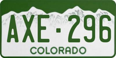 CO license plate AXE296