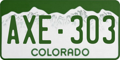 CO license plate AXE303