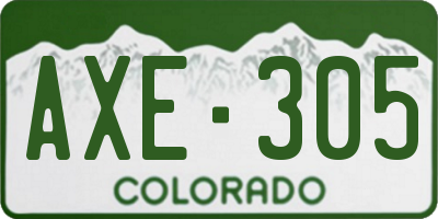 CO license plate AXE305