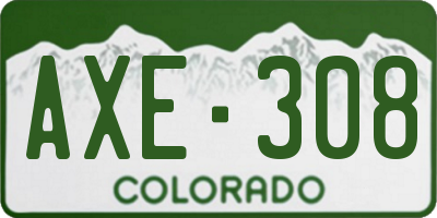 CO license plate AXE308