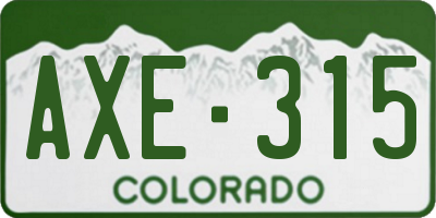 CO license plate AXE315