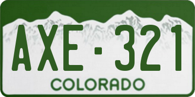 CO license plate AXE321