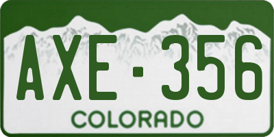 CO license plate AXE356