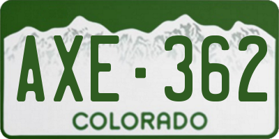 CO license plate AXE362