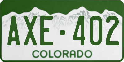 CO license plate AXE402