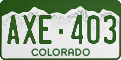 CO license plate AXE403