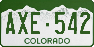 CO license plate AXE542