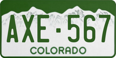CO license plate AXE567