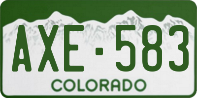 CO license plate AXE583