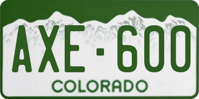 CO license plate AXE600