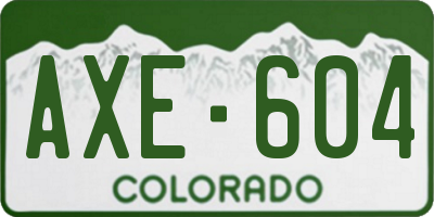 CO license plate AXE604
