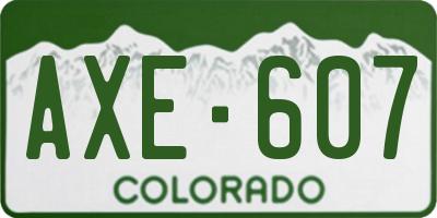 CO license plate AXE607