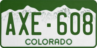 CO license plate AXE608