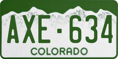 CO license plate AXE634