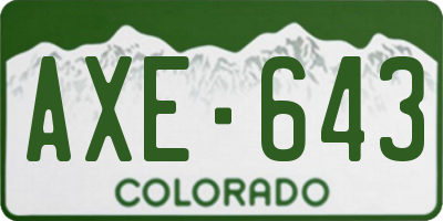 CO license plate AXE643