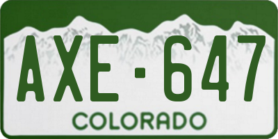 CO license plate AXE647