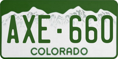 CO license plate AXE660