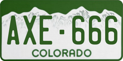 CO license plate AXE666