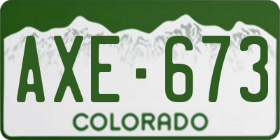 CO license plate AXE673