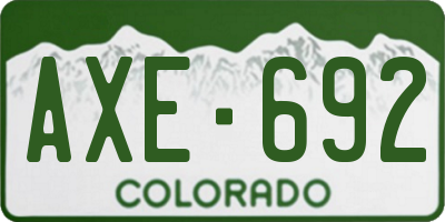 CO license plate AXE692