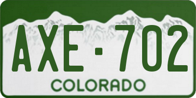 CO license plate AXE702