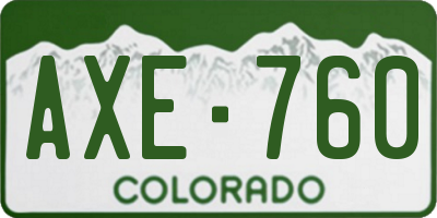 CO license plate AXE760