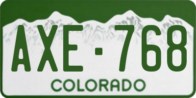 CO license plate AXE768
