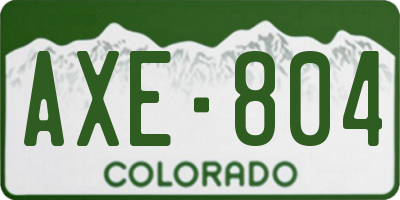 CO license plate AXE804