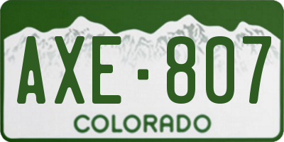 CO license plate AXE807